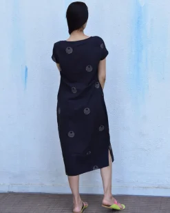 Black Moon Blockprinted Cotton Dress