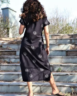 Black Moon Blockprinted Cotton Dress