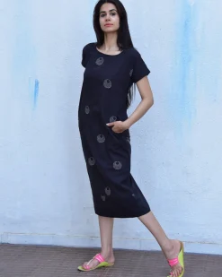 Black Moon Blockprinted Cotton Dress