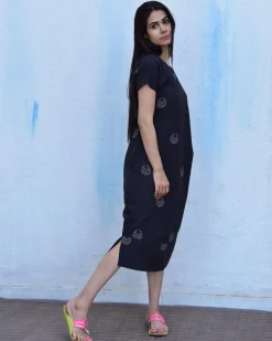Black Moon Blockprinted Cotton Dress