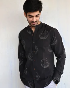 Black Moon Block-Printed Men'S Shirt