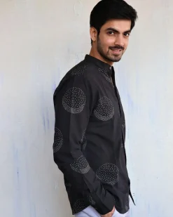 Black Moon Block-Printed Men'S Shirt