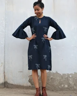 Blue Dragonfly Blockprinted Cotton Dress