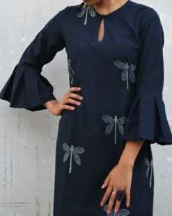 Blue Dragonfly Blockprinted Cotton Dress