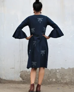 Blue Dragonfly Blockprinted Cotton Dress