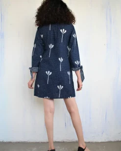 Blue Floral Blockprinted Cotton Shift Dress