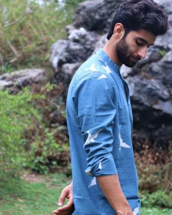 Blue Flyon Block Printed Cotton Shirt