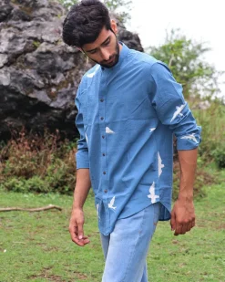Blue Flyon Block Printed Cotton Shirt