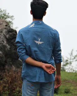 Blue Flyon Block Printed Cotton Shirt