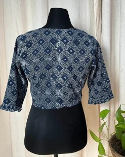 Blue HandBlock Printed Cotton Blouse - Love Despite