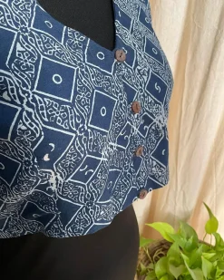Blue HandBlock Printed Cotton Blouse - Love Despite