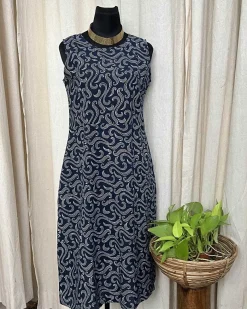 Blue handblock printed cotton dress - Love Despite