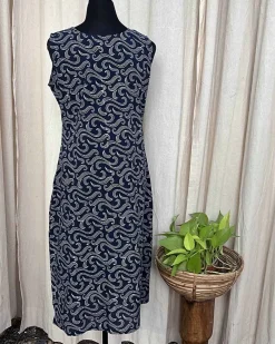 Blue handblock printed cotton dress - Love Despite
