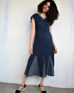 Blue Kali Blockprinted Cotton Dress