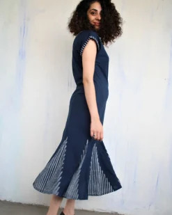 Blue Kali Blockprinted Cotton Dress