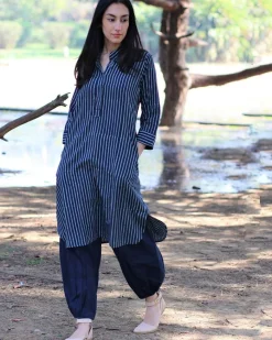 Blue Line Blockprinted Cotton Kurta Set Of 2