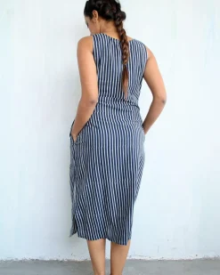 Blue Line Blockprinted Cotton Dress