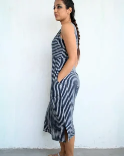 Blue Line Blockprinted Cotton Dress