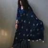 Blue Luna Block Printed Modal Silk Saree