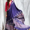 Blue Modal Silk Blockprinted Saree - Kite