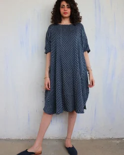 Blue Zigzag Blockprinted Cotton Freesize Dress