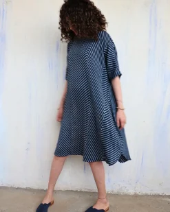Blue Zigzag Blockprinted Cotton Freesize Dress