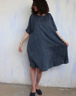 Blue Zigzag Blockprinted Cotton Freesize Dress