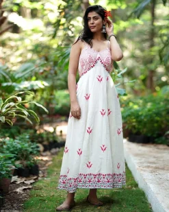 Bluebell’s Breeze Ivory Block Printed Cotton Dress - MMG