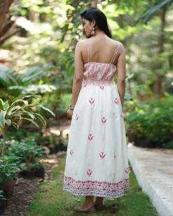 Bluebell’s Breeze Ivory Block Printed Cotton Dress - MMG