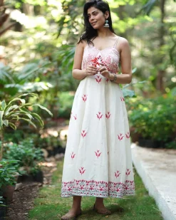 Bluebell’s Breeze Ivory Block Printed Cotton Dress - MMG