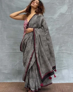 Blush of Dusk Blockprinted Cotton Saree