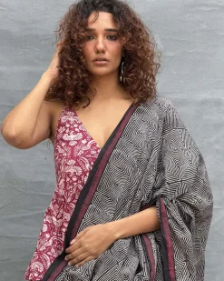 Blush of Dusk Blockprinted Cotton Saree