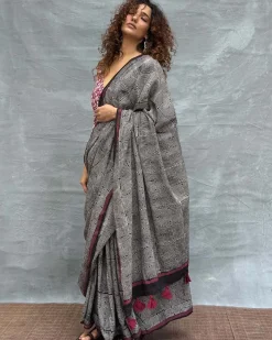 Blush of Dusk Blockprinted Cotton Saree