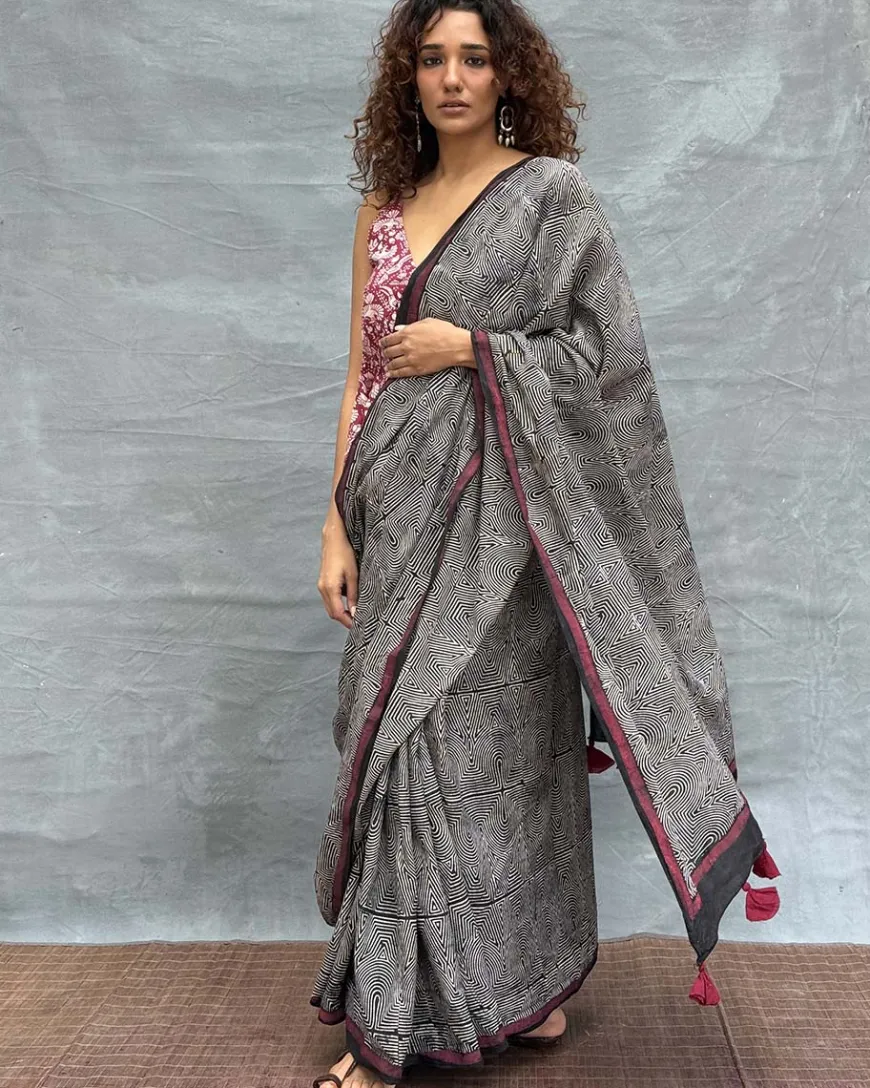 Blush of Dusk Blockprinted Cotton Saree