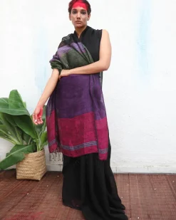Brahmi Handwoven Linen Saree - Kaali