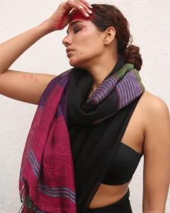 Brahmi Handwoven Linen Saree - Kaali