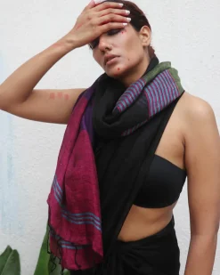 Brahmi Handwoven Linen Saree - Kaali