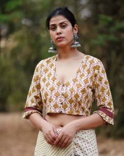 Chale Jaise Hawaayein Ivory Block Printed Cotton Blouse - WW
