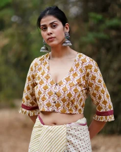 Chale Jaise Hawaayein Ivory Block Printed Cotton Blouse - WW