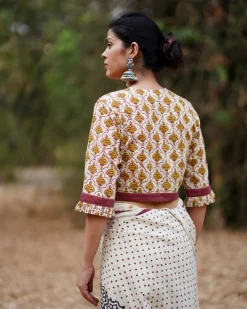 Chale Jaise Hawaayein Ivory Block Printed Cotton Blouse - WW