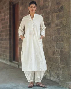 Chapel Veil Ivory Block Printed Kurti - SFD