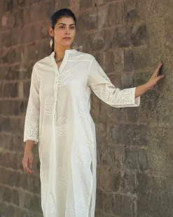 Chapel Veil Ivory Block Printed Kurti - SFD