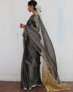 Charulata Handwoven Linen Zari Saree