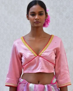 Cherry Pop Hand Embroidered Mashru Silk Blouse - Bgvl