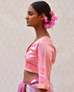 Cherry Pop Hand Embroidered Mashru Silk Blouse - Bgvl