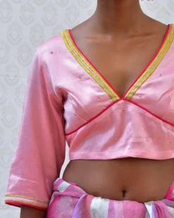 Cherry Pop Hand Embroidered Mashru Silk Blouse - Bgvl