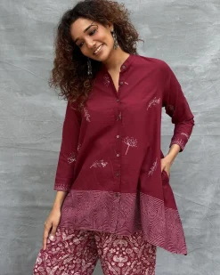 Chirp of Dawn Blockprinted Cotton Top