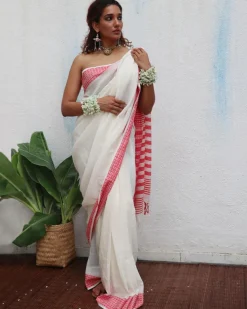 Chitra Handwoven Linen Cotton Jamdani Saree - Uma