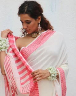 Chitra Handwoven Linen Cotton Jamdani Saree - Uma