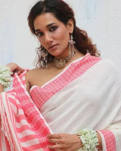 Chitra Handwoven Linen Cotton Jamdani Saree - Uma